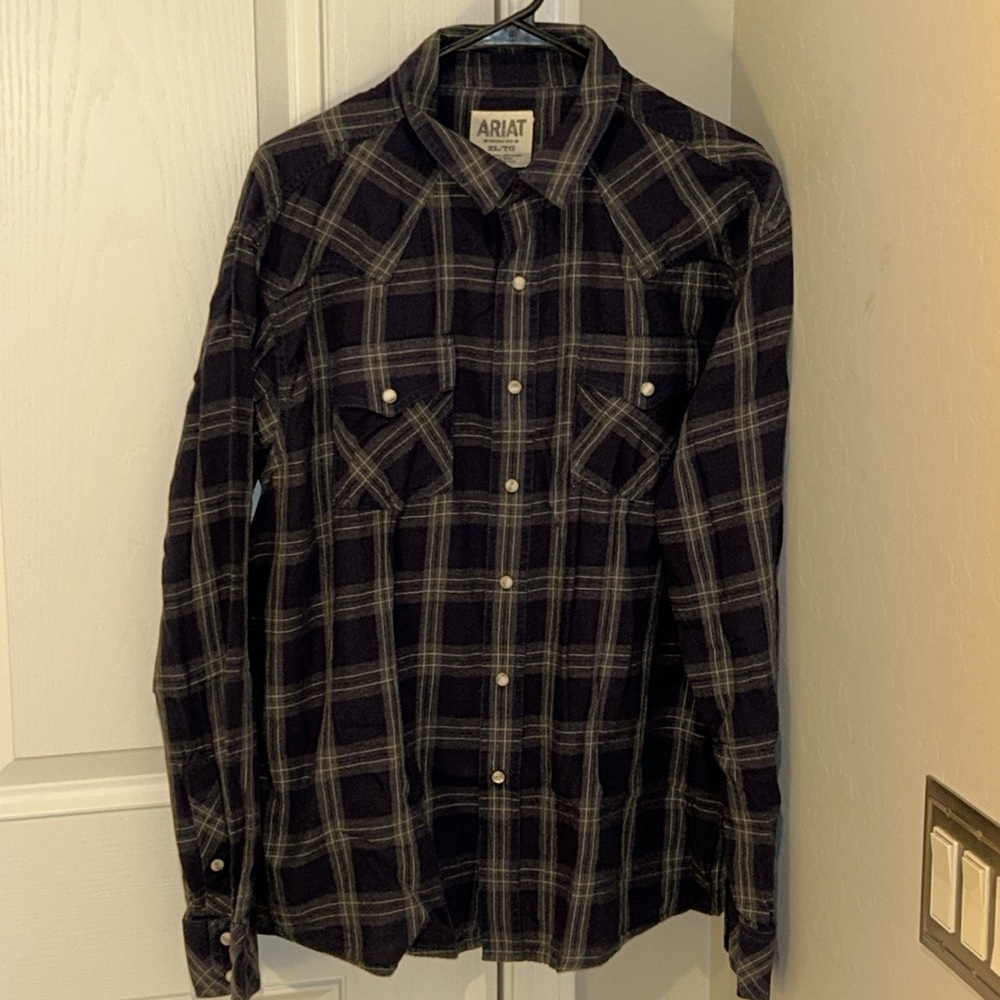 Ariat Retro Fit Shirt Men’s XL Pearl Snap Long Sleeve Plaid